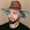 Brixton Crest Sun Hat Copper Canal Blue