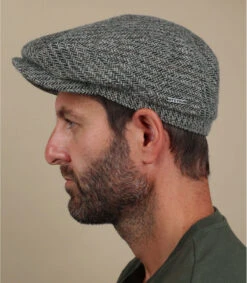 Stetson Driver Cap Virgin Wool Herringbone Grey