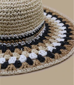 Seeberger Floppy Multicolor Linen White Black -Chapeau Soldes Boutique floppy multicolor linen white black 2