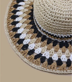 Seeberger Floppy Multicolor Linen White Black -Chapeau Soldes Boutique floppy multicolor linen white black 3