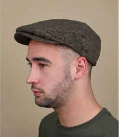 Chapeau Soldes Boutique 15 Brixton Hooligan Brown Kaki Herringbone