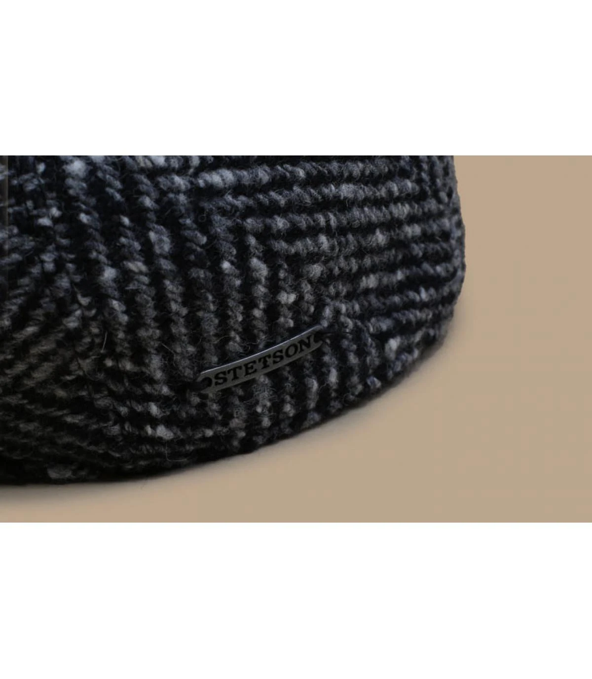 Stetson Ivy Cap Herringbone Black White 3 Stetson Ivy Cap Herringbone Black White – Image 3