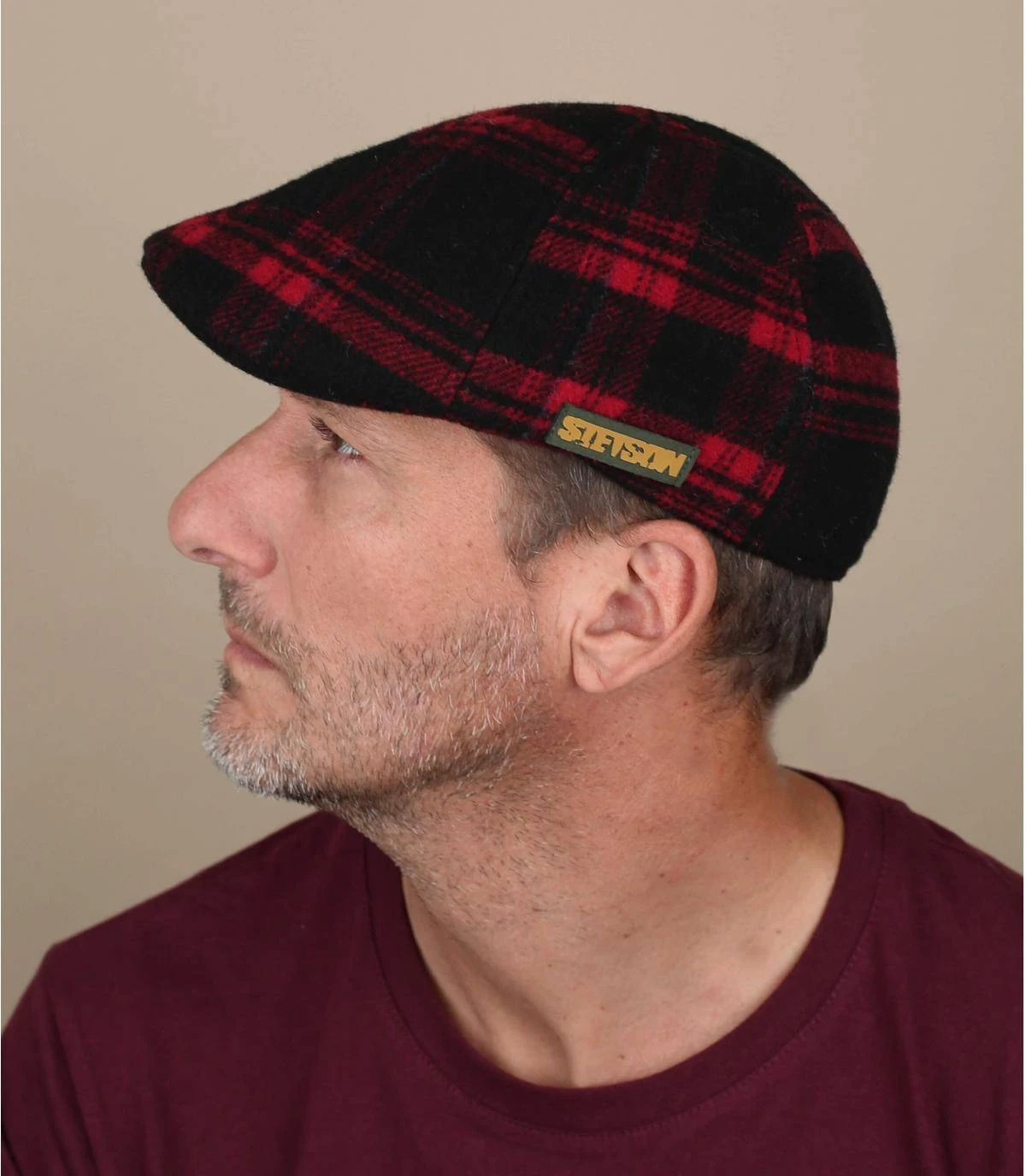 Stetson Texas Virgin Shadow Plaid Red Black 1 Stetson Texas Virgin Shadow Plaid Red Black