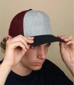 Trucker Heather Grey Black Burgundy